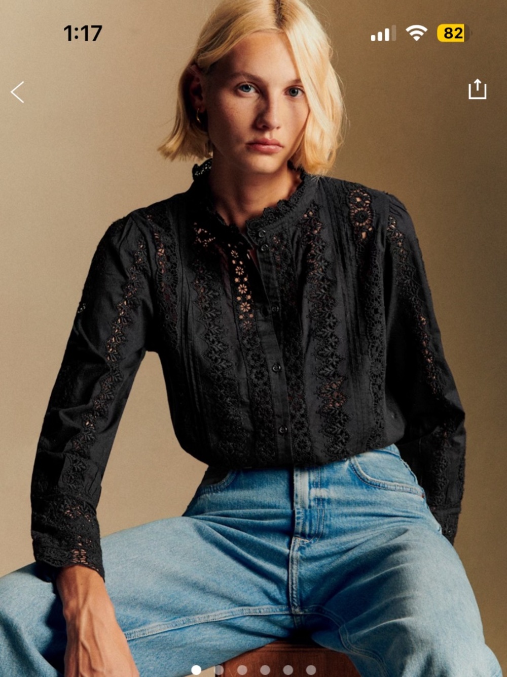 Sezane Rym Shirt Black - Size 8